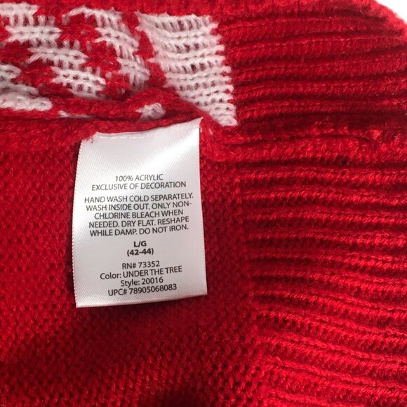 Christmas Sweater Chunky Knit Pullover Red Size Large 42-44 Ugly Holiday Party - Picture 10 of 11